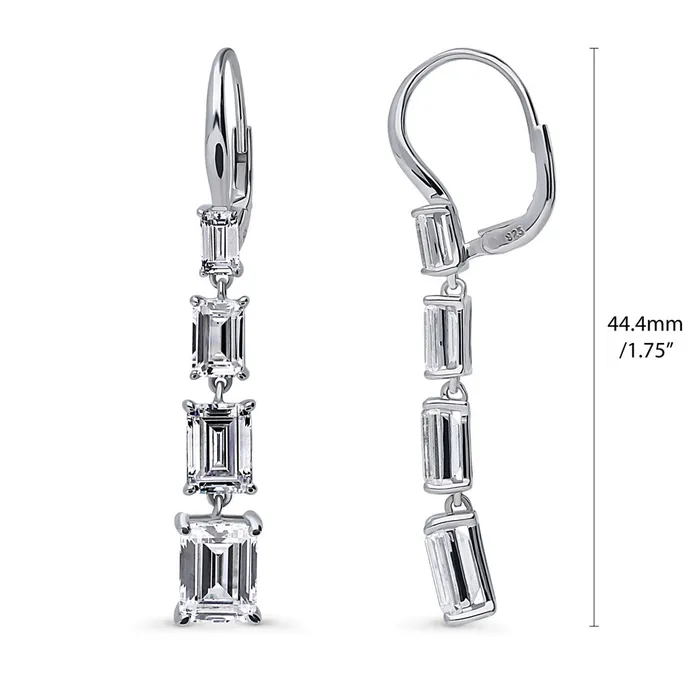 Earrings BERRICLE Graduated CZ Leverback Chandelier Earrings in Sterling Silver