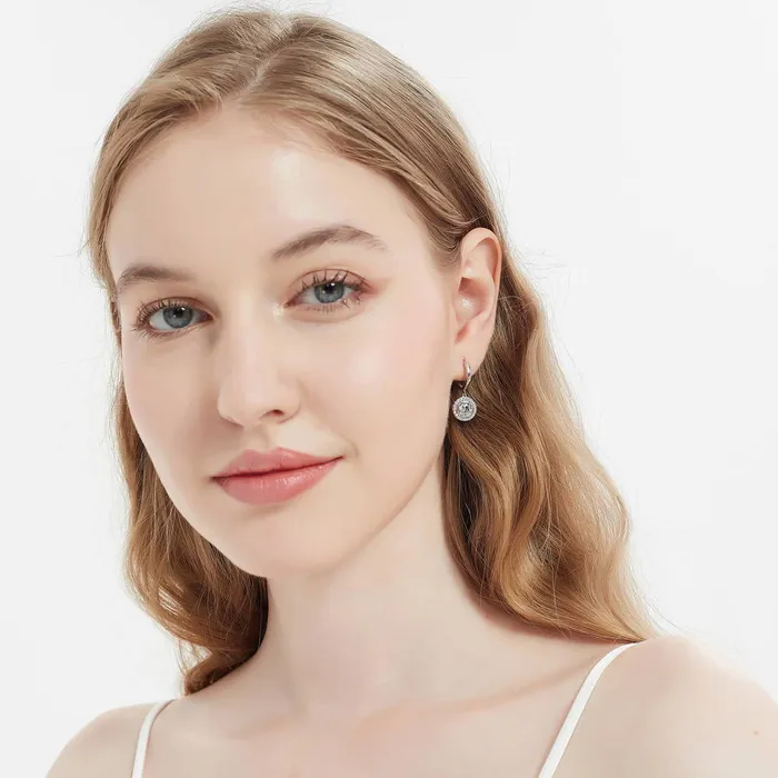 Earrings BERRICLE Halo CZ Dangle Earrings in Sterling Silver