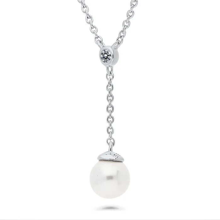 Earrings BERRICLE Solitaire Imitation Pearl Set in Sterling Silver