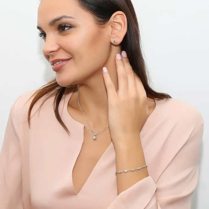 Earrings BERRICLE Solitaire Yellow CZ Set in Sterling Silver