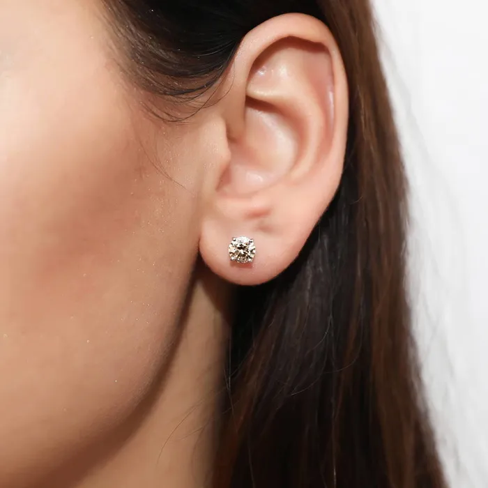 Earrings BERRICLE Solitaire Yellow CZ Set in Sterling Silver