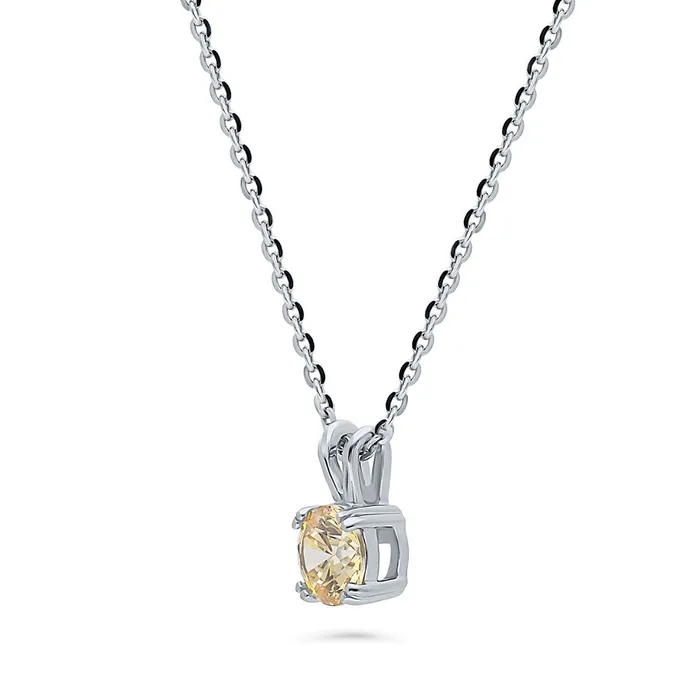 Earrings BERRICLE Solitaire Yellow CZ Set in Sterling Silver