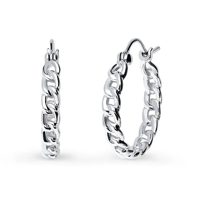 Earrings BERRICLE Woven Cable Medium Hoop Earrings in Sterling Silver 08
