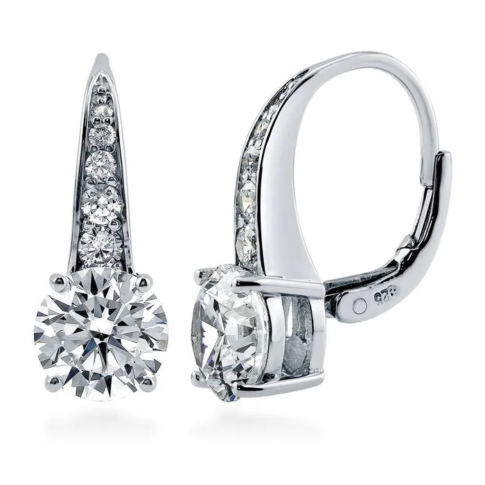 Earrings CZ Dangle Earrings in Sterling Silver 2 Pairs BERRICLE