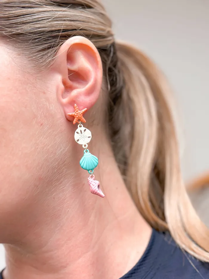 Earrings Prep Obsessed ESS Beachy Sea Shell Dangle Earrings