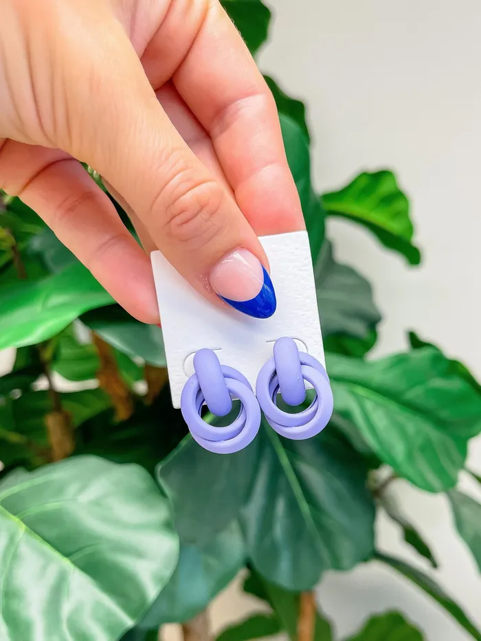 Earrings Prep Obsessed JJ Knotted Loop Statement Stud Earrings Lavender