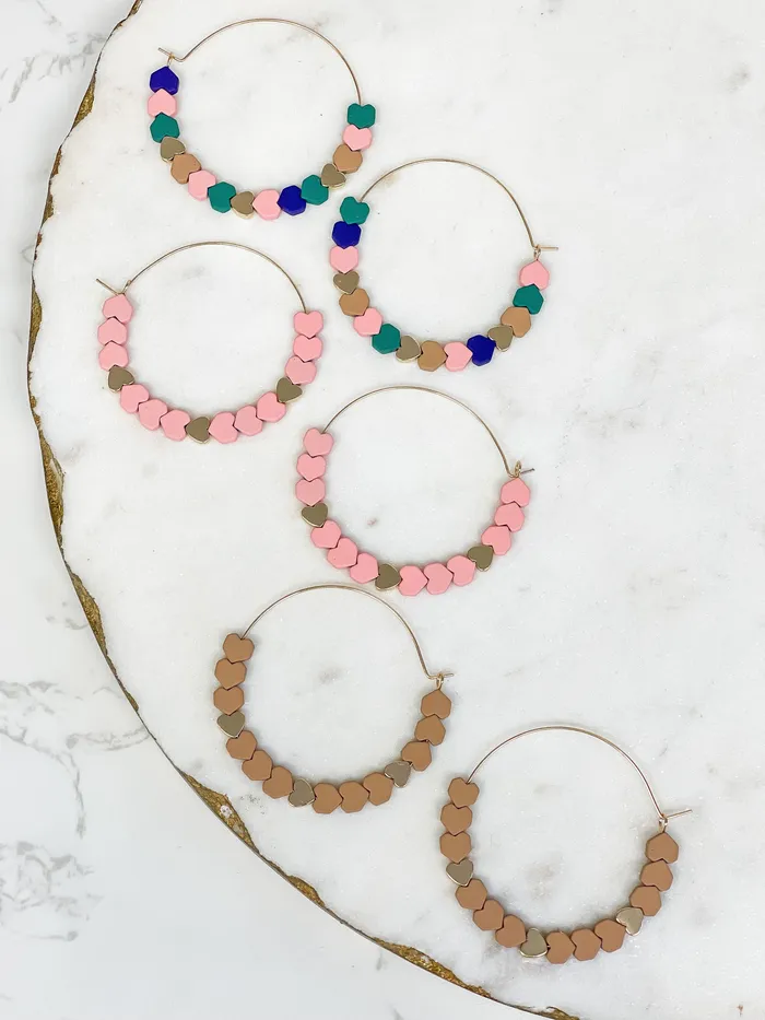 Earrings Prep Obsessed PR HeartBead Chevron Hoop Earrings Multi