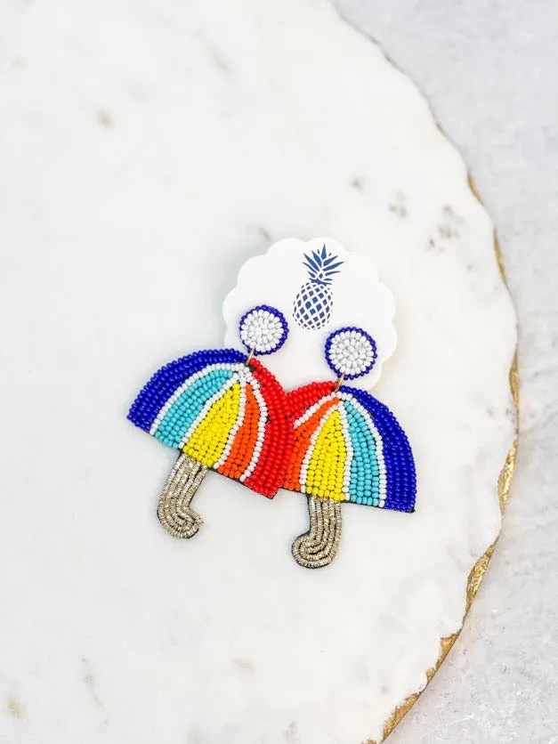 Earrings Rainbow Umbrella Seed Bead Earrings Prep Obsessed TI