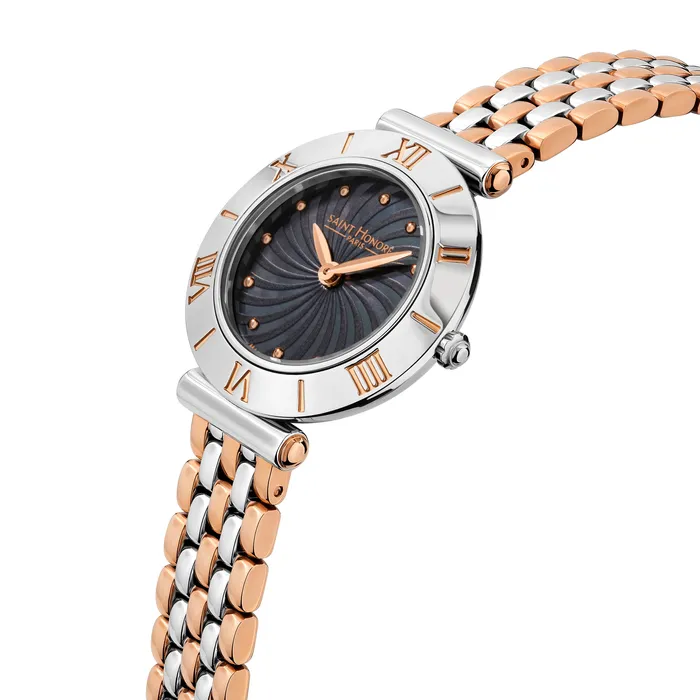 Earrings Saint Honore Saint Honore Gala Womens Black MOP Stainless Steel Silver Rose Gold Watch