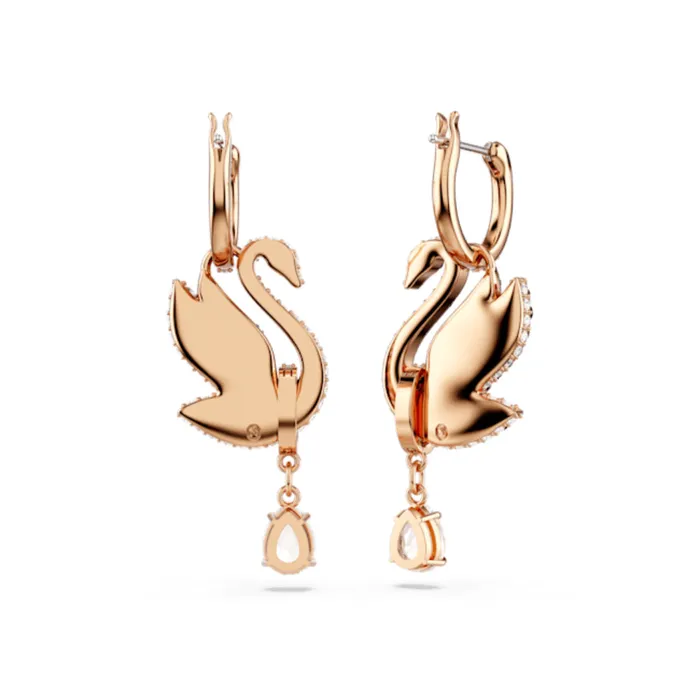 Earrings Swarovski Swarovski Swan Drop Earrings Swan Black Rose goldtone plated Earrings Swarovski Swarovski Swan Drop Earrings Swan Black Rose goldtone plated