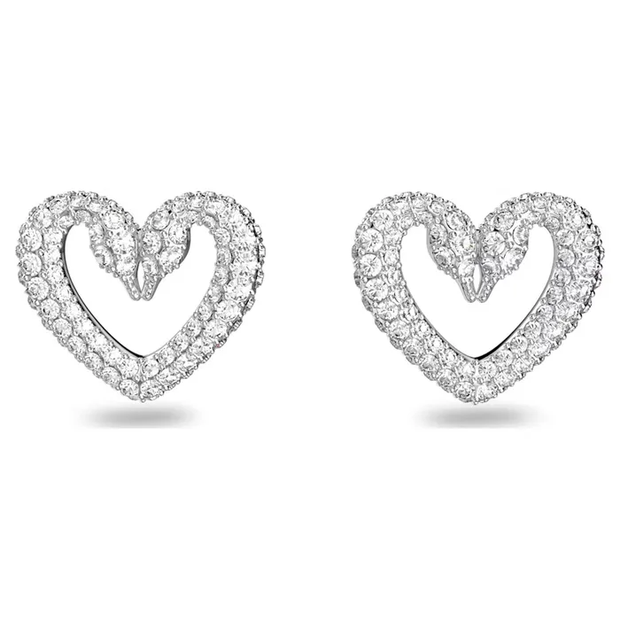 Earrings Swarovski Swarovski Una Stud Earrings Heart Small White Rhodium plated Earrings Swarovski Swarovski Una Stud Earrings Heart Small White Rhodium plated
