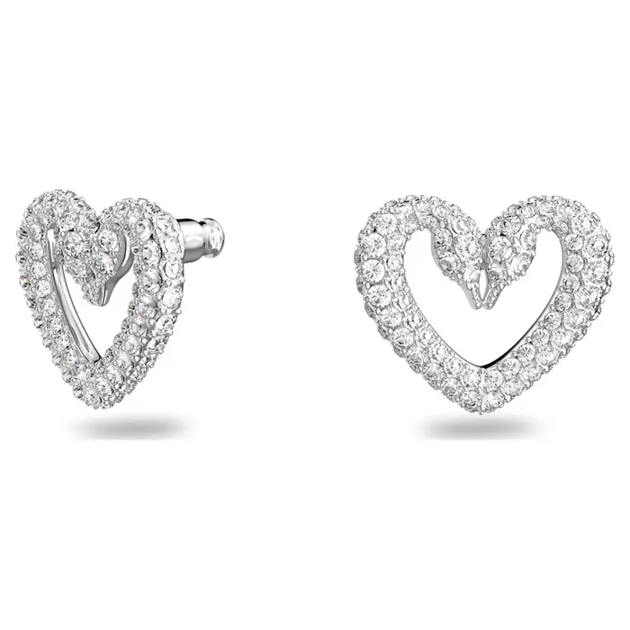 Earrings Swarovski Swarovski Una Stud Earrings Heart Small White Rhodium plated Earrings Swarovski Swarovski Una Stud Earrings Heart Small White Rhodium plated