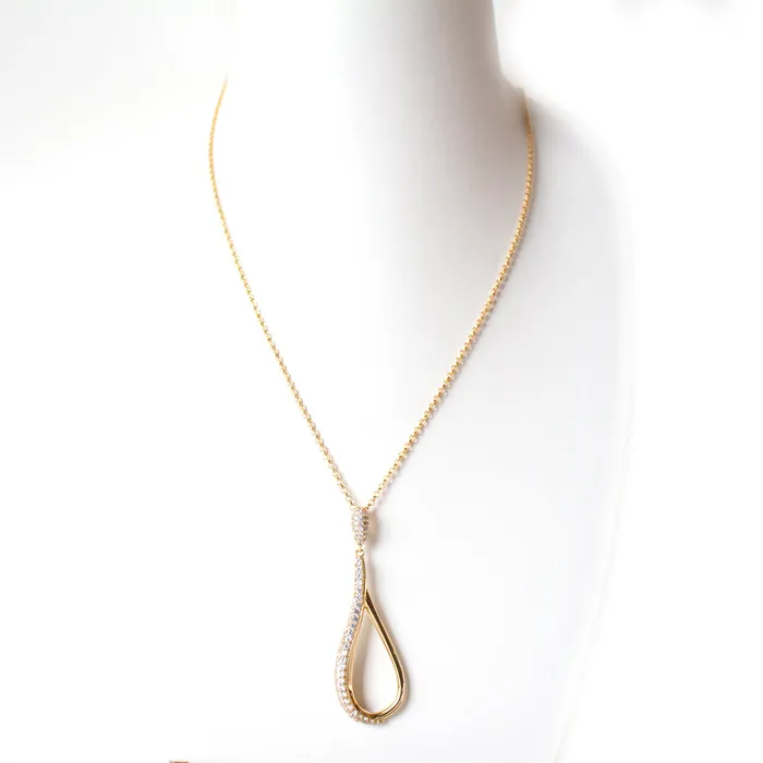 Esprit Necklaces Esprit Necklace Gold Long Chain With Oval Stone Pendant