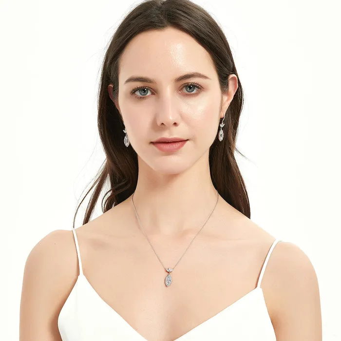 Halo Flower Marquise CZ Necklace in Sterling Silver BERRICLE Necklaces
