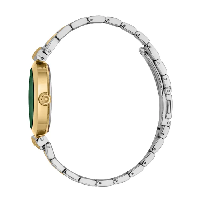 Just Cavalli Womens Watch Gold Color Case Dark Green MOP Dial Two Tone Silver Gold Color Metal Bracelet Just Cavalli Bracelets