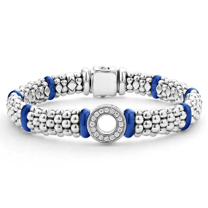 LAGOS Bracelets Blue Caviar Ultramarine Ceramic and Diamond Circle Bracelet 9mm LAGOS Bracelets Blue Caviar Ultramarine Ceramic and Diamond Circle Bracelet 9mm