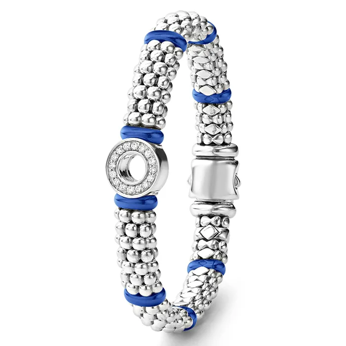 LAGOS Bracelets Blue Caviar Ultramarine Ceramic and Diamond Circle Bracelet 9mm LAGOS Bracelets Blue Caviar Ultramarine Ceramic and Diamond Circle Bracelet 9mm