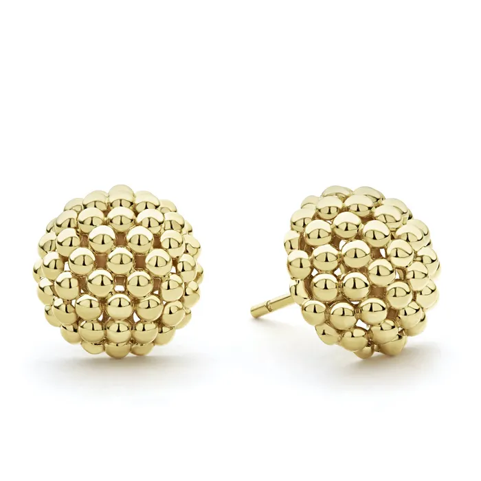 Lagos Earrings Caviar Gold Large 18K Gold Beaded Stud Earrings