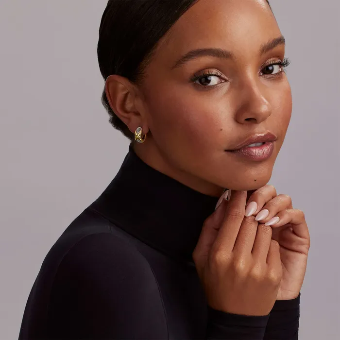 LAGOS Earrings Embrace TwoTone X Huggie Earrings LAGOS Earrings Embrace TwoTone X Huggie Earrings