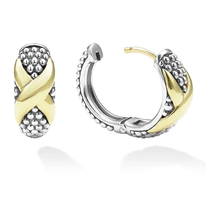LAGOS Earrings Embrace TwoTone X Huggie Earrings LAGOS Earrings Embrace TwoTone X Huggie Earrings