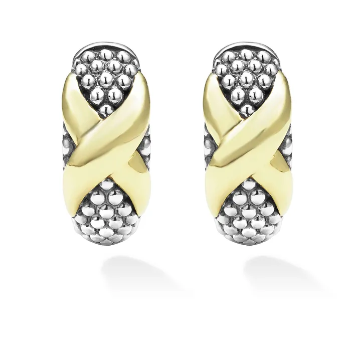 LAGOS Earrings Embrace TwoTone X Huggie Earrings LAGOS Earrings Embrace TwoTone X Huggie Earrings