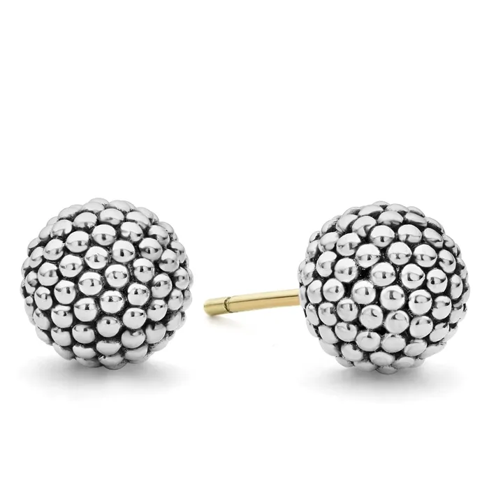 Lagos Earrings Signature Caviar Beaded Silver Stud Earrings