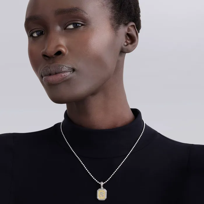 LAGOS Necklaces Signature Caviar Octagon Diamond H Initial Charm Necklace LAGOS Necklaces Signature Caviar Octagon Diamond H Initial Charm Necklace