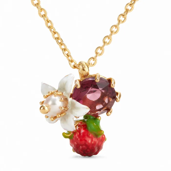 Les Nereides Raspberry And Flower Pendant Necklace Les Nereides Necklaces