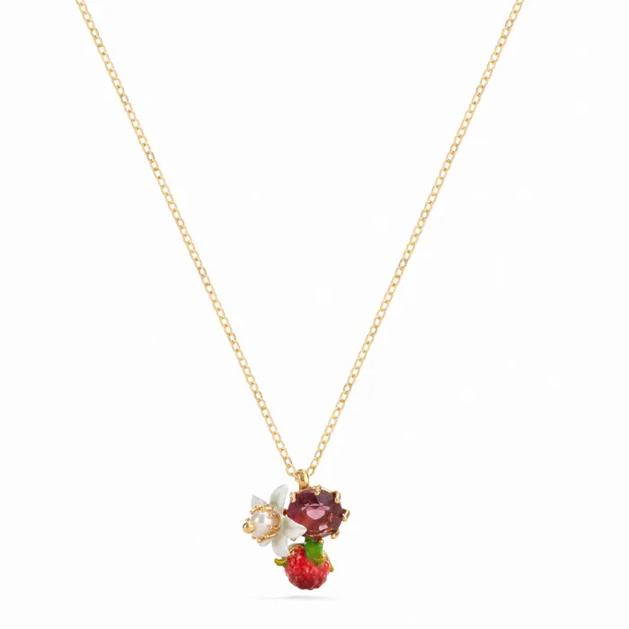 Les Nereides Raspberry And Flower Pendant Necklace Les Nereides Necklaces