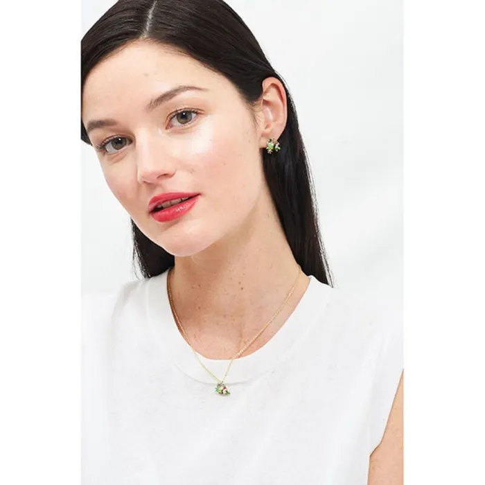 Les Nereides Robin On A Branch And Cut Crystal ClipOn Earrings Les Nereides Earrings