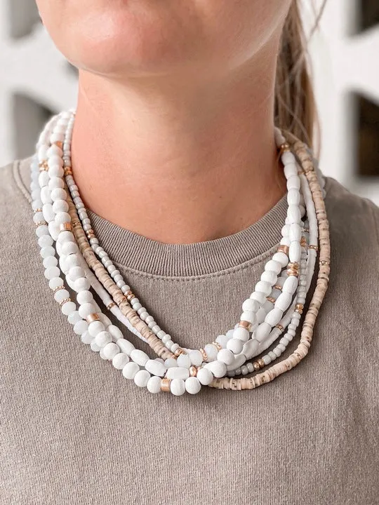 Mixed Multi Beaded Necklace White Prep Obsesed JJ Necklaces Mixed Multi Beaded Necklace White Prep Obsesed JJ Necklaces