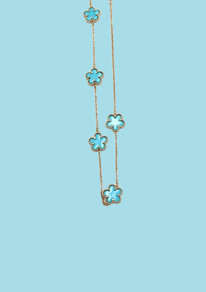 Necklaces AUG2024 Baby Blue Clover Necklace