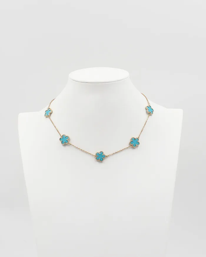 Necklaces AUG2024 Baby Blue Clover Necklace Necklaces AUG2024 Baby Blue Clover Necklace