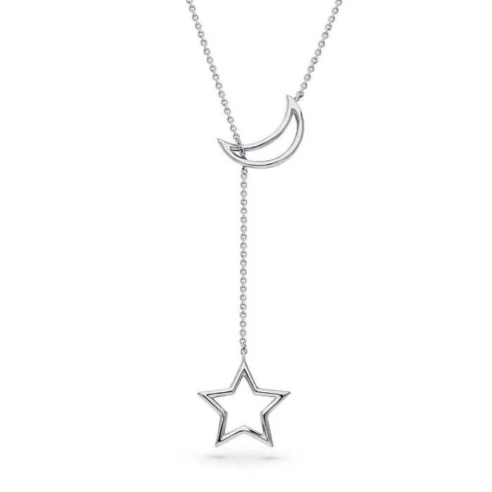 Necklaces BERRICLE Star Moon Lariat Necklace in Sterling Silver