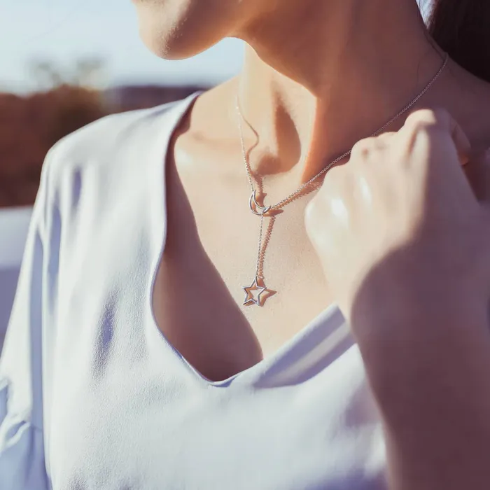 Necklaces BERRICLE Star Moon Lariat Necklace in Sterling Silver