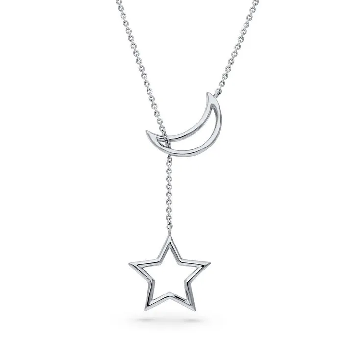 Necklaces BERRICLE Star Moon Lariat Necklace in Sterling Silver