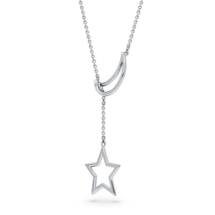 Necklaces BERRICLE Star Moon Lariat Necklace in Sterling Silver