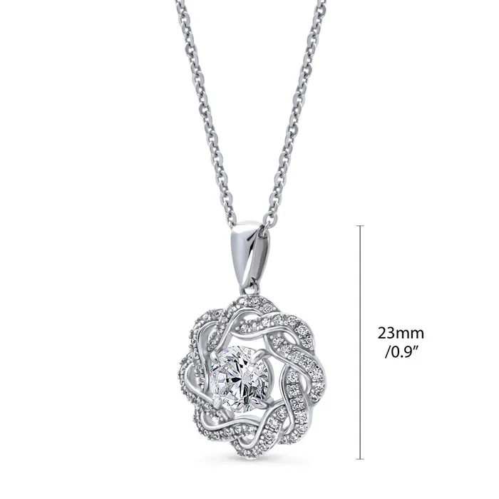 Necklaces Flower Woven CZ Necklace in Sterling Silver BERRICLE