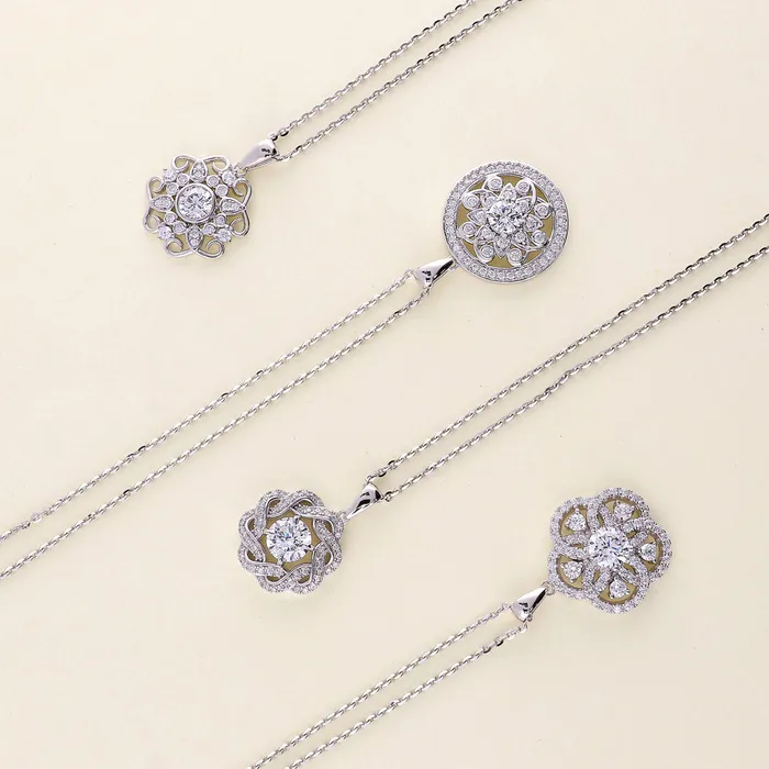 Necklaces Flower Woven CZ Necklace in Sterling Silver BERRICLE
