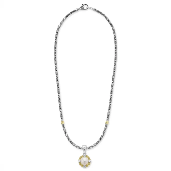Necklaces LAGOS Luna Pearl Diamond Caviar Necklace Necklaces LAGOS Luna Pearl Diamond Caviar Necklace