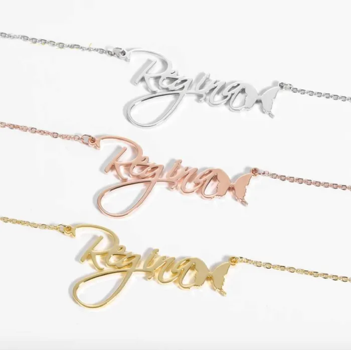 Necklaces Novalico Elegant Butterfly Name Necklace