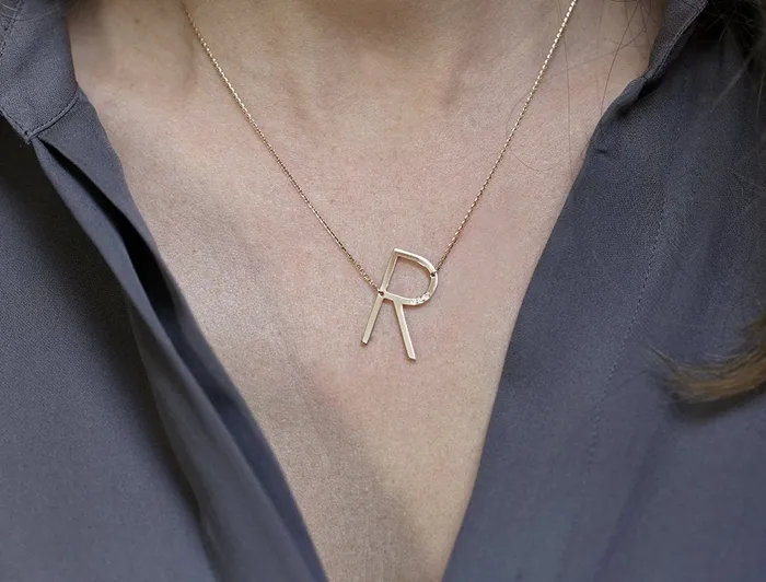 Necklaces Solid Gold Initial Necklace with Optional Birthstones capucinne