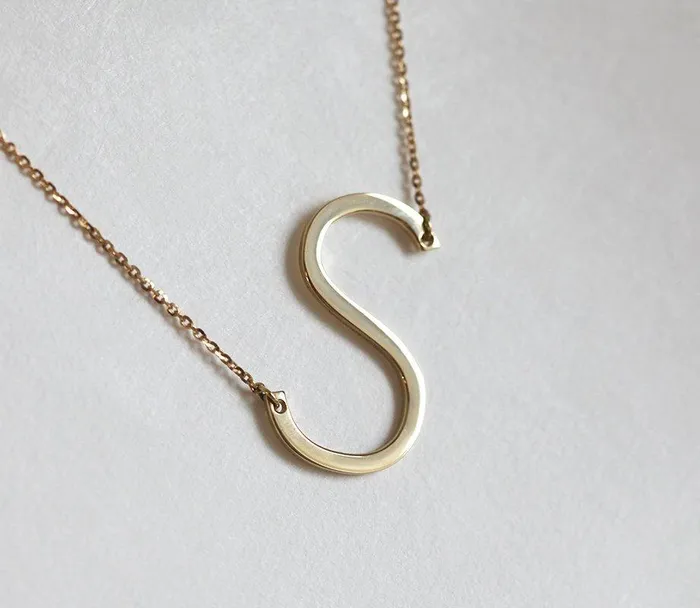 Necklaces Solid Gold Initial Necklace with Optional Birthstones capucinne