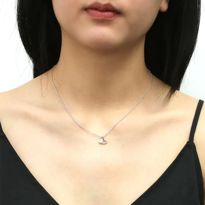 Open Heart CZ Necklace in Sterling Silver BERRICLE Necklaces