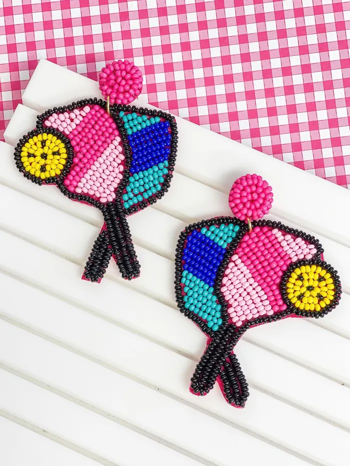 Pickle Ball Beaded Dangle Earrings Prep Obsessed TL Earrings