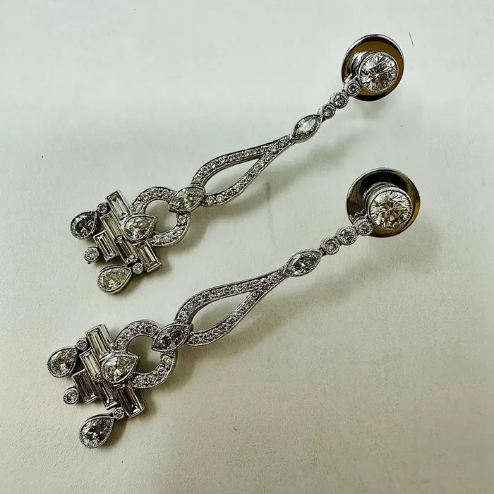 Platinum Diamond Dangle Style Earrings Jewelry Earrings