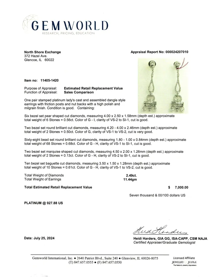 Platinum Diamond Dangle Style Earrings Jewelry Earrings