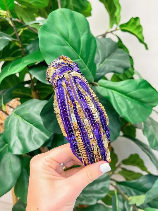 Prep Obsessed TL Necklaces Game Day Sequin Headbands Purple Gold