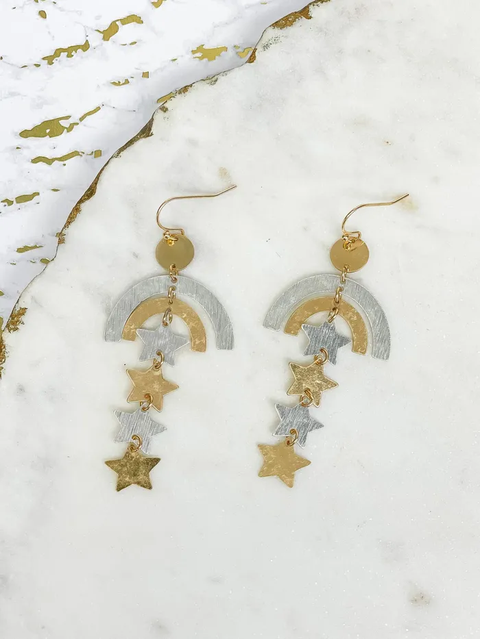 Prep Obsessed VP Earrings Rainbow Stars Dangle Earrings