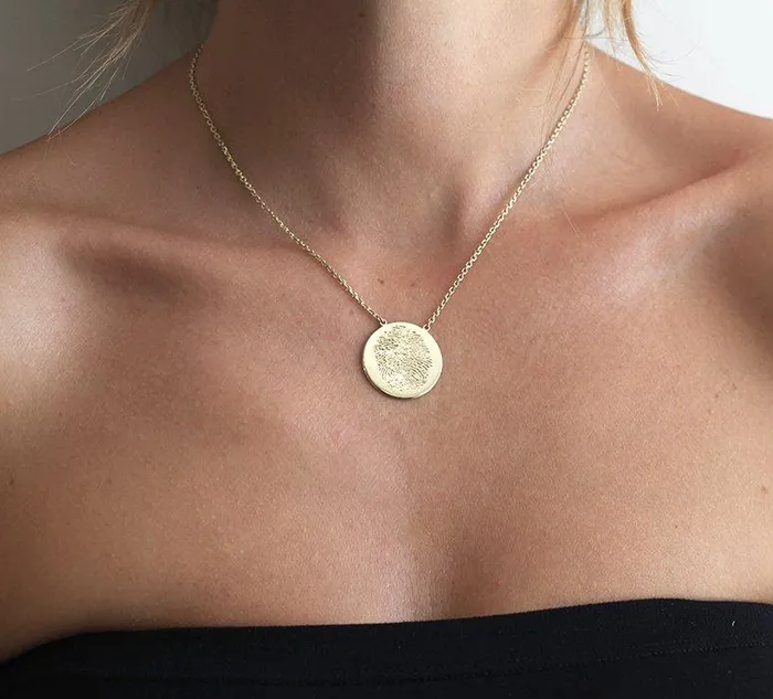Real Fingerprint Memorial Keepsake Disc Pendant Necklace capucinne Necklaces Real Fingerprint Memorial Keepsake Disc Pendant Necklace capucinne Necklaces